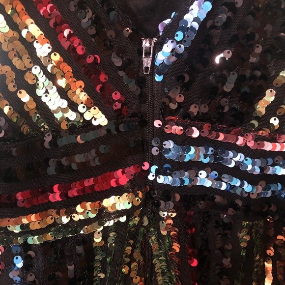 Black and Multicolor Sequin Romper - Picture 3 of 4